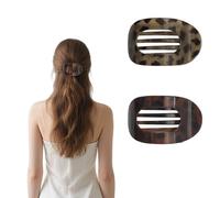 CHEERY-MAGIC Flat Oval Hair Clip, 2 PCS Flat Claw Clip, Leopard Print Oval Clips with Strong Hold for Women Daily Thick and Thin Hair Style A11BPTYXFJ