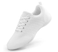 CheeryEase Girls Cheerleading Shoes with Arch Support Lightweight Non-Slip Competition Shoes for Cheer Stunts Dance Gymnastics Toddler Size 11.5, white, 2 Big Kid