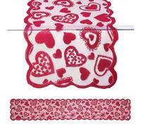 CHEERYMAGIC 13 X 72 Inches Valentines Table Runner with Romantic Red Love Heart Table Cloth for Valentine Day Table Decorations, Home Wedding, Mother's Day, Anniversaries A11AXZQ