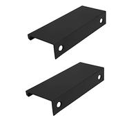 CHEERYMAGIC 2 Pack Back Mount Finger Edge Pull, Concealed Handles Cabinet Pull Handles 64mm Hole Spacing for Home Kitchen Door Drawer Cabinet A6-JSLS (Black-12CM)