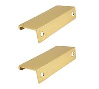 CHEERYMAGIC 2 Pack Back Mount Finger Edge Pull, Concealed Handles Cabinet Pull Handles 64mm Hole Spacing for Home Kitchen Door Drawer Cabinet A6-JSLS (Gold-12CM)