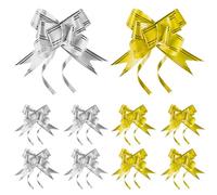 CHEERYMAGIC 20PCS Christmas Pull Bows for Gift Wrapping, Present Bows Pull Bow for Gifts Wrapping Flower Presents Basket Birthday Wedding Valentine Tie Crafts A3LH (silver&gold)
