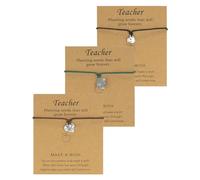 CHEERYMAGIC 3 Pcs Teacher Gifts Wish Bracelet Thank You Teacher Gift with Card and String Leaving Gifts for Teaching Assistant Nursery Teacher Childminder A8HHJSSL