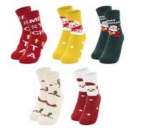 CHEERYMAGIC 5 Pairs Kids Christmas Socks, Christmas Novelty Socks Children Xmas Socks for Girls Boys Xmas New Year Gifts age 7-9 A6-ETSDW