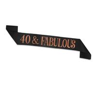 CHEERYMAGIC 50th Birthday Sash, Black and Rose Gold Birthday Satin Sash for 50th Birthday Decorations Women Birthday Gift Party Accessories A3HJ50 (40th fabulous)