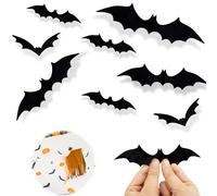 CHEERYMAGIC 72 Pcs Halloween Bat Decorations 3D Wall Stickers in 4 Sizes Reusable Scary Black Bats Wall Stickers for Windows Walls Party Decor Indoor Outdoor Holiday Festive Decoration A6WSBFZSTZ