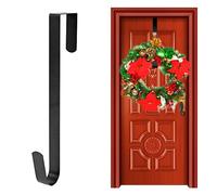 CHEERYMAGIC Christmas Metal Wreath Hanger, 31 x 2.5cm Wreath Door Hanger Over Door Wreath Hook Holder for Christmas Home Office Wall Wedding Wreath Display A7HHGG (Black)