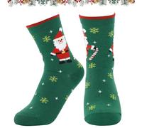 CHEERYMAGIC Christmas Socks for Women - Thermal Cotton Ankle Socks, Warm Knitting With Tree Snowflakes Pattern - Ladies A9SDKTW (Green)