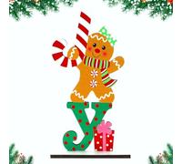 CHEERYMAGIC Christmas Table Decorations - Wooden Table Signs with Gingerbread Man Centerpiece for Home & Party A4ZMBJ (Joy)
