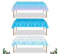 CHEERYMAGIC Christmas Tablecloth, 137 x 274cm Snowflake Tablecloth Winter Frozen Xmas Party Table Cover Disposable Plastic Table Cloth for Xmas New Year Party Home Decor A4XHZB