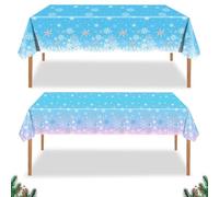 CHEERYMAGIC Christmas Tablecloth, Xmas Snowflake Tablecloth Winter Frozen Xmas Party Table Cover Disposable Christmas Plastic Table Cloth for Xmas New Year Party Home Decor,130 x 220cmcm A4XHZB