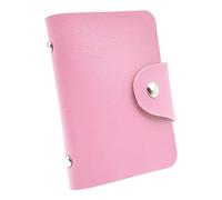CHEERYMAGIC Credit Card Holder for Men & Women - Soft Leather Bank Card Case with 24 Durable Plastic Insert Sleeves - A6-XYKT (Pink)