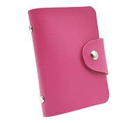 CHEERYMAGIC Credit Card Holder for Men & Women - Soft Leather Bank Card Case with 24 Durable Plastic Insert Sleeves - A6-XYKT (Rose)