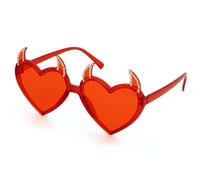 CHEERYMAGIC Devil Horns Heart Sunglasses Devil Glasses for Women Novelty Funny Glasses Heart Shaped Eyewear Devils Accessories for Halloween Party Cosplay Prop A6EMTXMJ