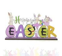 CHEERYMAGIC Easter Table Decorations, Easter Wooden Table Sign Happy Easter Bunny Stand Tabletop Ornaments Spring Wood Table Centerpieces for Easter Party Decoration Indoor Home Decor A7ZSZMBJ