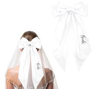 CHEERYMAGIC Elegant Bridal Hair Bow Veil - Secure Clip for Hen Parties, Bridal Showers & Weddings | Premium Quality White Tulle Veil A6HLHDJFJ