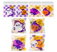 CHEERYMAGIC Halloween Cellophane Bags, 100 PCS Self Adhesive Cookie Bags Treat Bag Halloween Party Bag for Packaging Candy Holder Bags Filler A6-WSFGBGD