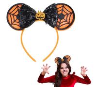 CHEERYMAGIC Halloween Headband, Mouse Ears, Shiny Sequin Bow, Glitter Pumpkin Spider Web Hair Hoop for Kids, Girls, Women, Birthday, Halloween Party Decoration, Gifts, Accessories
