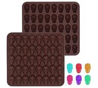 CHEERYMAGIC Halloween Themed Skull Silicone Mould - Homemade Chocolate Jelly Cookie Reusable Baking Mould, 40 Small Skulls, DIY A6-MNKLMJ (Brown)