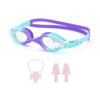 CHEERYMAGIC Kids Swimming Goggles, Swim Goggles for Kids 3-14, Silicone Swim Goggles Anti-Fog Resist Leak Proof with Adjustable Straps for Boys Girls A9ETFWYJ (Purple & Blue)