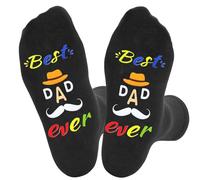 CHEERYMAGIC Mens Socks Best Dad Ever Socks Gifts For Men Black Novelty Socks Fathers Socks For Father's Day Birthday Christmas New Year Gift Husband Uncle Grandpa Grandad A8HHFQW