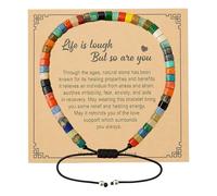 CHEERYMAGIC Natural Stone Healing Bracelet for Women - Life is Tough But So Are You Adjustable Motivational Gift with Inspirational Card, Anxiety Relief & Emotional Support Jewellery A5WCSCZ