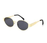 CHEERYMAGIC Retro Oval Sunglasses, Trendy Polarised Sunglasses with Small Metal Frame, Classic Round UV400 Protection Glasses for Men & Women, Perfect for Driving, Traveling & Fishing - Gold Grey