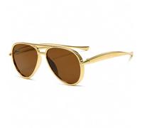 CHEERYMAGIC Retro Oversized Sunglasses for Women Men 70s Pilot Gold Sunglasses Oversized Double Bridge Metal Big Frame Trendy Sun Glasses UV400 A5FGSLMJ
