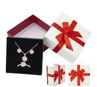 CHEERYMAGIC Small Gift Boxes, 7.5x7.5x3.5cm Bow Jewelry Gift Box with Lids Ring Earrings Necklace Bracelet Gift Boxes Square Paper Jewelry Gift Box with Ribbon for Gift Present A7HDJLH