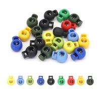 CHEERYMAGIC Spring Cord Locks,20 Pcs Drawstring Toggles,Sliding Cord Fastener,Single Hole Spring Loaded Cord End Clips Toggles for Hat Straps,Bags,Shoelaces A5THSS