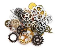 CHEERYMAGIC Steampunk Gears, 50 Gram Cogs and Gears Assorted Antique Steampunk Craft for Crafting Jewelry Making Accessories A6-CLPJ