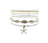 CHEERYMAGIC Summer Beach Bracelets for Women 7pcs Boho Beach Ankle Bracelet Shell Seashell Starfish Beaded Ankle Bracelets Set for Women Girls Seaside Holiday Vacation Jewelry Gifts A11BKZZSCL