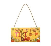CHEERYMAGIC Tiki Bar Accessories, Way To The Tiki Bar Pub Hanging Plaque Beer Cocktails Beach Decoration Sign for Hawaiian Luau Summer Beach Party A11-TKJBMP