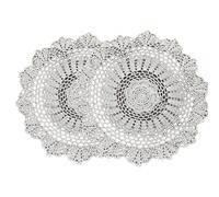 CHEERYMAGIC Vintage Crochet Doilies, 2 Pcs Round Lace Table Colth Placemats Rustic Decorate Tablecloths for Tables Kitchen Dining Room Party Wedding Birthday A4BZZD