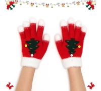 CHEERYMAGIC Women Winter Gloves, Christmas Tree Winter Gloves Women Windproof Warm Mittens for Running Driving, Full Finger Mitten for Christmas Daily Wear Xmas Gift for Ladies Girls A7SDSST