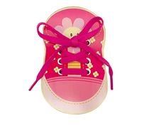 CHEERYMAGIC Wooden Lacing Shoe, Shoe Lace Practice Board Learn to Tie Shoe Laces Kids Shoelaces Teaching Aids Lacing Shoes Educational Tool For Kids Toddler A4-MZXXD (Pink)