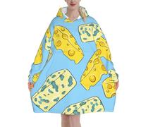 Cheese And Blue Cheese,Women's Oversized Wearable Blanket Hoodie, Blanket Sweatshirt,Flannel Pullover Blanket