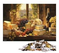 Cheese And Grapes Wooden Jigsaw Puzzles for Adults Fun 300 Pieces Education Game Decoration Toy Intellectual Game Stress Relief Relaxation And Intelligence 300pcs (40x28cm)