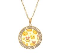 Cheese And Rat Cute Multicolored Diamond Necklaces Jewelry Brilliant Circle Pendant Necklace Gift for Women