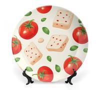 Cheese and Tomato Ceramic Decorative Plates for Display Ornaments with Stand for Kitchen Home Decor 10inch
