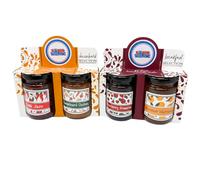 Cheese & Breakfast Lover’s Gift Set - Cheese Board Selection with Chilli Jam & Chutney + Breakfast Selection with Strawberry Preserve & Marmalade - Gourmet Food Hamper 442g Boxed Treatz