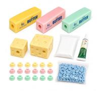 Cheese & Butter Squishy Skin Stress Ball Kit, Easy Handmade Sensory Squishy | Includes 5 Cheese & Butter TPR Skins and 7.05 oz Filler, Calming ASMR Craft, Great for Anxiety Relief and Creative Play