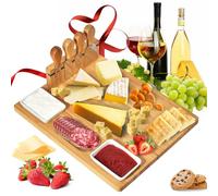 Cheese Charcuterie Board with 2 Ceramic Bowls,4 Stainless Steel Cutlery,Cheese Serving Platter for Mom - House Warming Gifts New Home,Wedding Gifts for Couple, Bridal Shower Gift