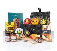 Cheese & Charcuterie Hamper Basket | 5 Cheeses, 2 Chutneys, Charcuterie, Crackers & Cheese Bites | Luxury Food Hamper Gift for Food Lovers, Men & Women