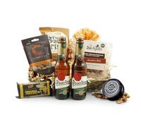 Cheese & Cheers Hamper | Premium Czech Lager & Cheddar Cheese Gift Basket with 8 Artisan Treats | Handmade Woven Basket