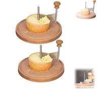 Cheese Curler Flower Maker Wheel Slicer, Cheese Curler Wheel, Handheld Rotary Stainless Cutter Steel Blade & Wooden Base, Professional Artisan Kit for Kitchen, Restaurants (2*Without Handle)