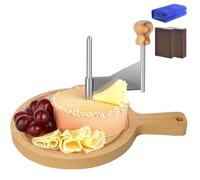 Cheese Curler Flower Maker Wheel Slicer, Stainless Steel Rotating Cutter with Lid, Wooden Base for Elegant Rose-Shaped Curls on Cheese Wheels (with Handle)