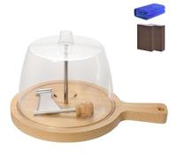 Cheese Curler Flower Maker Wheel Slicer, Stainless Steel Rotating Cutter with Lid, Wooden Base for Elegant Rose-Shaped Curls on Cheese Wheels (with Handle and lid)