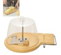 Cheese Curler Flower Maker Wheel Slicer with Lid, Stainless Steel Cheese Shaver & Cutter for Girolle, Hard Cheeses & Chocolate, with Punch Tool, Wood Base (#B with Lid)