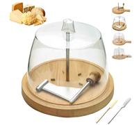 Cheese Curler Wheel - Stainless Steel Cheese Shaver, Cheeses Curls Flower Maker Wheel Slicer, Wooden Flower Maker Wheel Slicer with Wood Base, Creating Beautiful Rose-Shaped Cuts (Set-A)